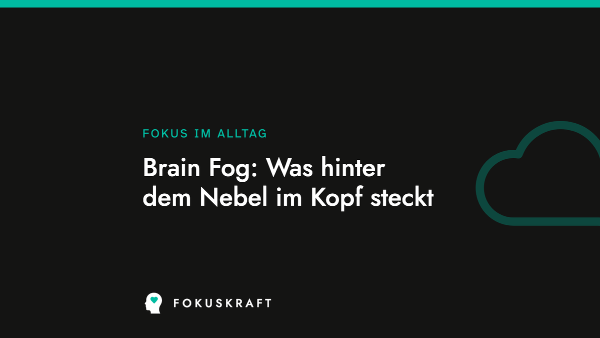 Artikel-Cover aus dem FOKUSKRAFT Wissensbereich, Rubrik Fokus im Alltag, mit dem Titel des Beitrags zum Thema Brain Fog.